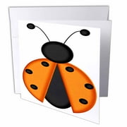 3dRose Cute Orange and Black Lady Bug Graphic, Greeting Cards, 6 x 6 inches, set of 6