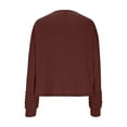 thumbnail image 4 of qucoqpe Boho Tops for Women Fashion Casual Crewneck Pullover Top Classic Solid Long Sleeve Shirts Blouse, 4 of 5