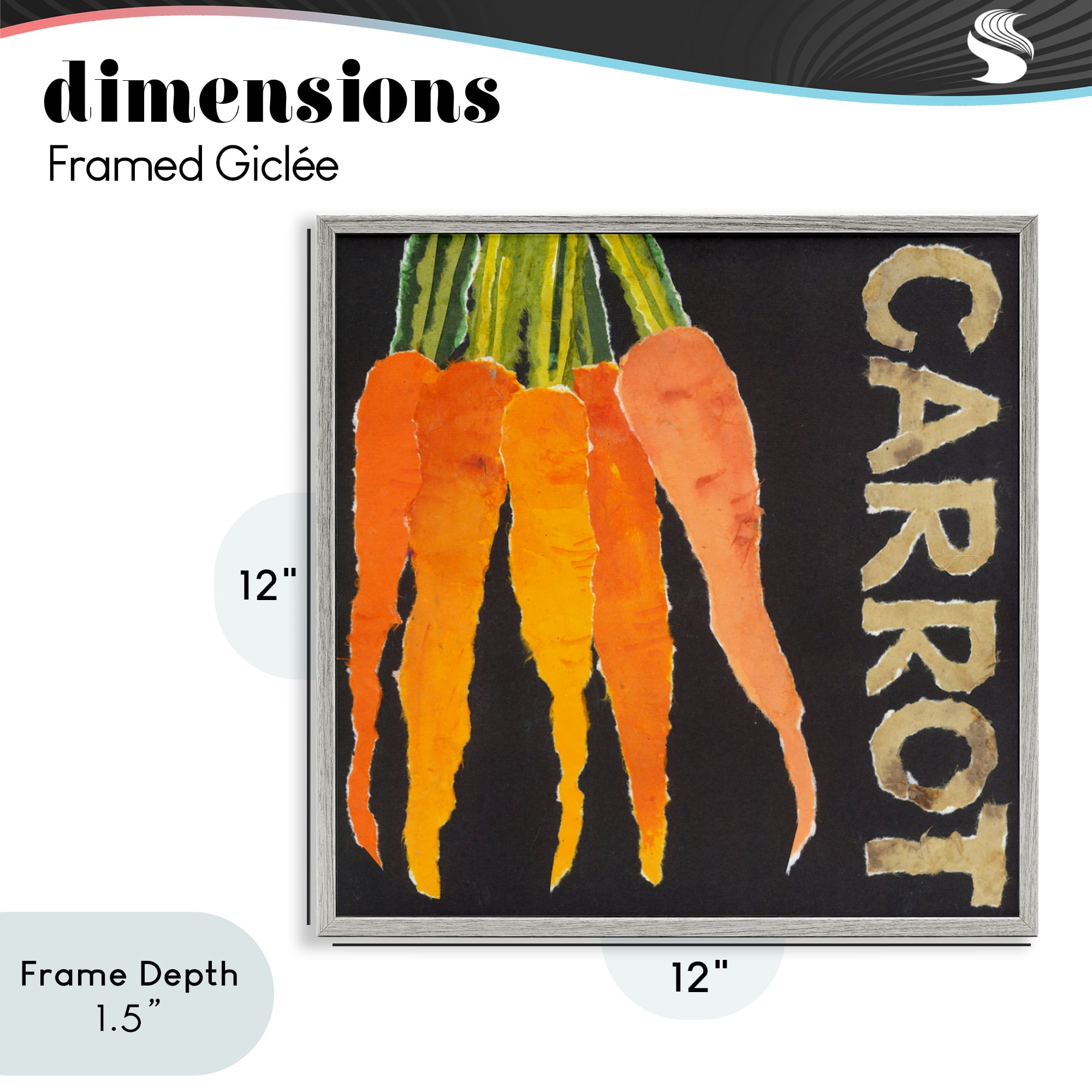 Stupell Industries Carrot Root Vegetable Gray Framed Giclee Art, design by Nancy Overton