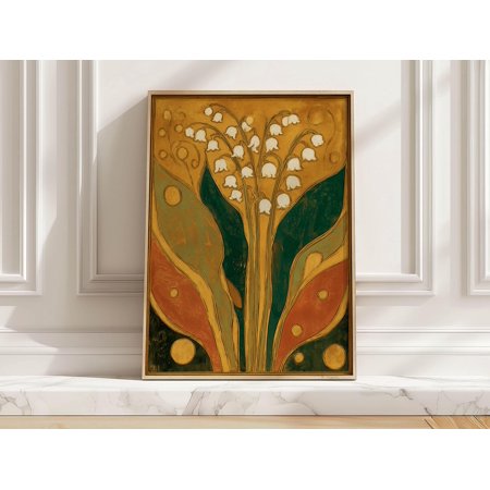 Lily Of The Valley Mid Century Modern Botanical Art Abstract Bell Flowers Art For Bedroom Wall Decor