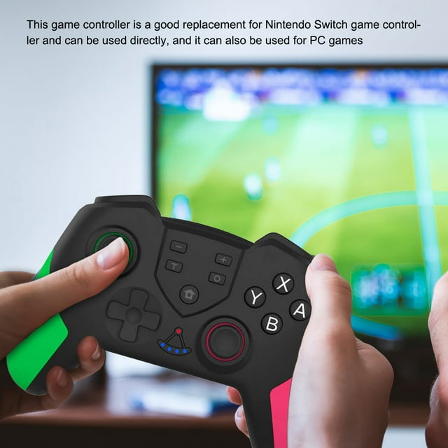 Wireless Gamepad Vibration Joystick Bluetooth-compatible Game Controller Replacement Replacement for for Nintendo Switch, Green Pink