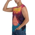 thumbnail image 3 of Fuzoiu Neon Sunset Cyberpunk Cityscape Print Men's Sleeveless T-shirt,Sleeveless Tee Shirts,Quick-Dry Athletic Tank Top for Gym, Running, Sports & Outdoor Activities-Medium, 3 of 7
