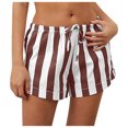 thumbnail image 2 of DHFJKG Women's Striped Shorts Mid Rise Elastic Drawstring Waist Casual Summer Beach Breathable Wide Leg Shorts Versatile Bottoms, 2 of 5