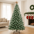 thumbnail image 3 of 4.5Ft/6Ft/7.5Ft/9Ft Decorated Holiday Christmas Tree, 1,000 PVC Branch Tips, Metal Hinges & Base, Partially Flocked Design, Pine Cones for Home, Office, Party Decoration, 3 of 8