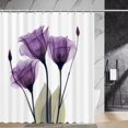 thumbnail image 1 of Cortina de ducha antimoho, cortina de ducha de tela 180x180cm, cortina de baño de poliéster impermeable lavable con ganchos, flores moradas, 1 of 1