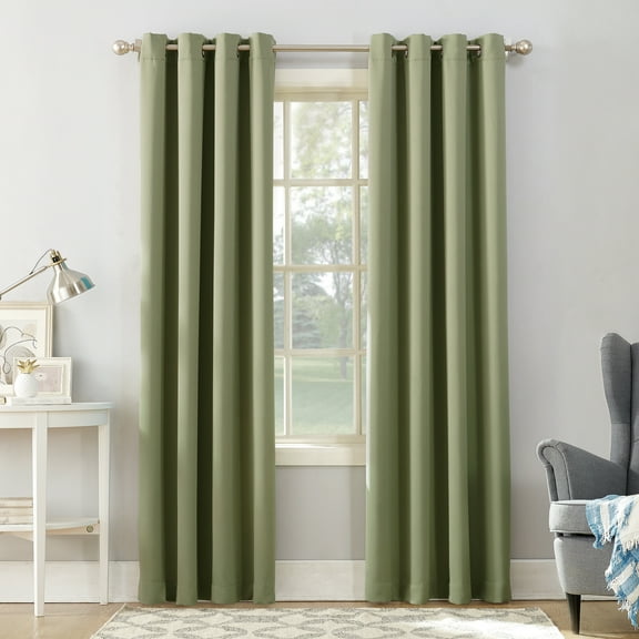 Sun Zero Nolan Energy Efficient Blackout Grommet Single Curtain Panel, 54" X 63", Sage Green