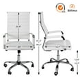 thumbnail image 3 of Okeysen Mid-Back Ribbed Home Office Desk Chair Ergonomic Faux Leather Conference Room Swivel Chairs Adult, Whtie, 3 of 10