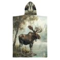 thumbnail image 2 of Kid Hooded Beach Towel Bath Poncho Towels Soft Absorbent Quick Dry for Boy Girl Moose on Misty Lake S, 2 of 7