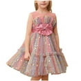 thumbnail image 1 of Yanlir Robe d'Été pour Filles Couleur Unie Manches Courtes Col Rond Ceinture Élastique avec Poches Robe Décontractée Confortable en Mélange de Coton pour Enfants (Rose5,5 Ans), 1 of 7
