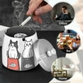 thumbnail image 4 of Yayeee Ashtray with Lid for Cigarette Smokeless Stainless Steel Home Ash Holder, Black Chubby Cat, 4 of 7