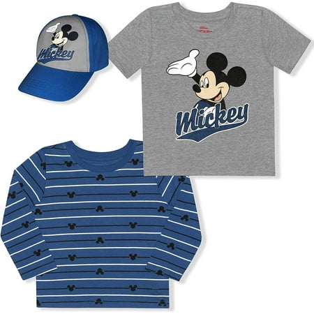 

Mickey Mouse Boys 2 Pack Long Sleeve Short Sleeve and Hat Toddler