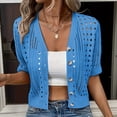 thumbnail image 6 of Sewkxo Short Sleeve Summer Cardigan Sweaters for Women 2026 Lightweight Shrug Crochet Beach Cover Ups,Blue S, 6 of 8