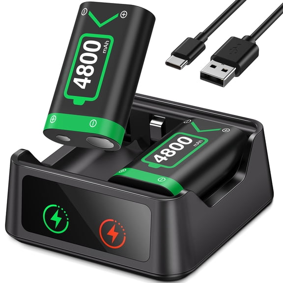 Wotoroto Rechargeable Battery Pack for Xbox, Charger with 2x4800mWh Battery Pack for Xbox Series X|S/Xbox One/S/X