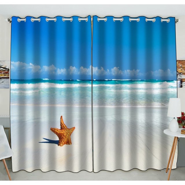 Cortina opaca ABPHQTO Mar tropical bajo El cielo azul 130x210 cm dos piezas