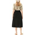 thumbnail image 3 of INSPIRE CHIC Women's Cotton Skirt Elastic Waist Casual Peasant A-Line Midi Skirts with Pockets S Black, 3 of 8
