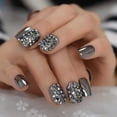 thumbnail image 1 of Coolnail Punk Dark Smoky Grey Espejo reflectante Chapado en metal Puntas de uñas postizas francesas Punk Metallic Diamond Uñas postizas con pegamento adhesivo, 1 of 5