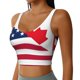 thumbnail image 2 of Fotbe USA Canada Flag Sujetador Deportivo Largo sin Aros para Mujer con Almohadillas y Soporte Medio, Transpirable y Absorbente, Camiseta Tipo Chaleco o Tank Top-Large, 2 of 8