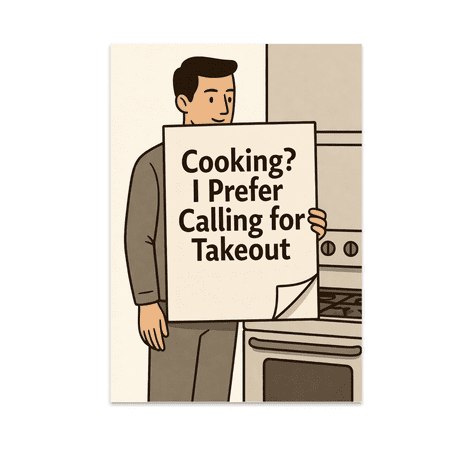 Modern Kitchen Humor Wall Art - Lazy Chef Enthusiast - 13x19 Poster Print