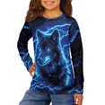 thumbnail image 2 of Garronmavis Fashion Wolf Boys Long Sleeve T-Shirts Size 5-6 Loose Kids Crewneck T-Shirts Fall Tops Lightweight Kids Basic Soft Long Sleeve Tees Top for Outdoor Activities, 2 of 7