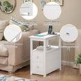 thumbnail image 6 of Jaxpety End Table with Charging Station, 4-Tier Small Side Table with 2 Drawers & USB Ports & Power Outlets for Small Spaces, Nightstand for Living Room, Bedroom, White, 2PC, 6 of 15