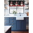 thumbnail image 6 of Christmas Poinsettia Valances for Windows, Red Gnomes Snowflake Black Background Light Filtering Window Treatment Valances, Rod Pocket Small Curtains for Kitchen/Bathroom, 42"x18", 6 of 9