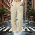 thumbnail image 4 of Hrsba Womens Plus Size Casual Pants, High Waisted Pants for Women Solid Color Sweatpants with Elastic Waist Drawstring Pockets Straight Leg Casual Trousers for Winter, 4 of 5