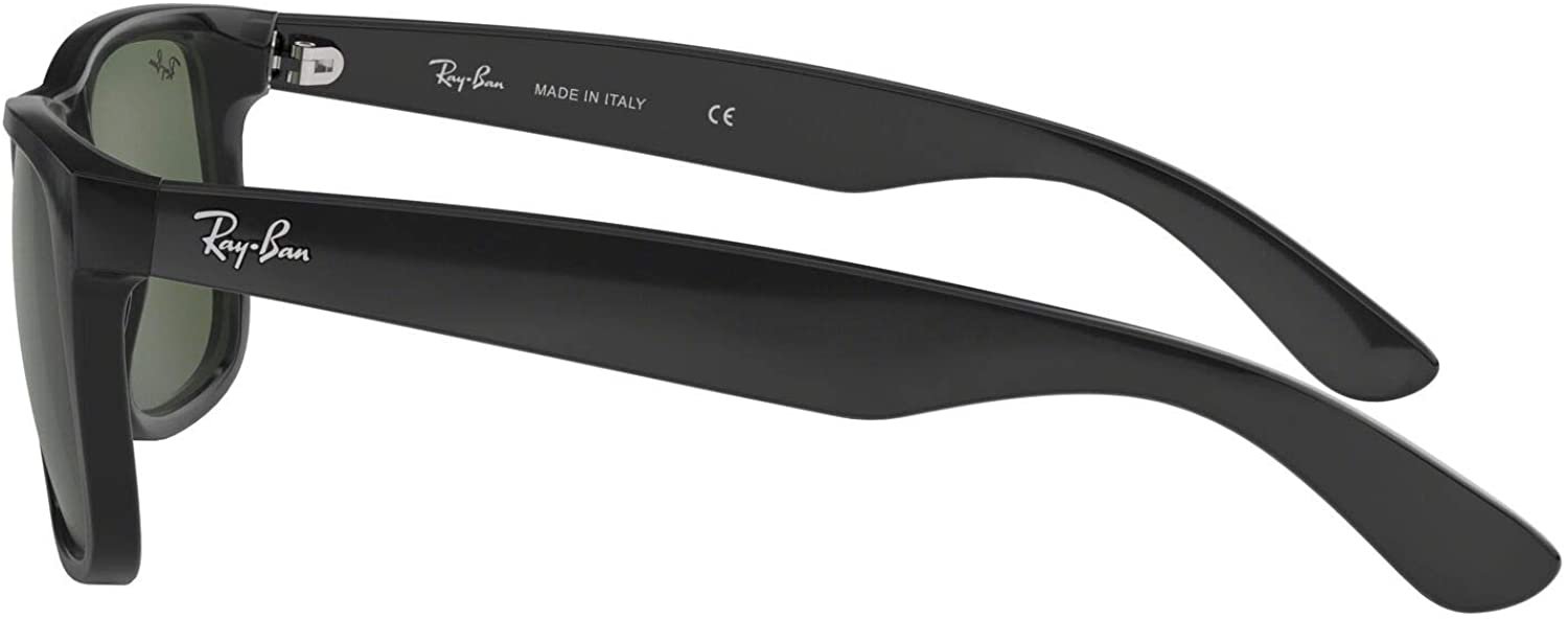 Ray Ban RB4165 JUSTIN 601/71 55M Black/Green Sunglasses For Men For Women