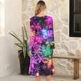 thumbnail image 4 of Women's Christmas Printed Fashionable Loose Round-Neck Dress, Holiday Print, Casual Wear, Retro Style, Comfort Fit, Everyday Dress, Festive,Purple,XL, 4 of 5