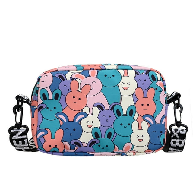 Green Oxford Cloth Rabbit Mini Crossbody Bag with Adjustable Shoulder Strap - Compact 20x13x7cm Lightweight 0.1kg Small Square Shoulder Purse