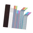 thumbnail image 2 of 16 Uds pajitas reutilizables, pajitas de Metal para beber, pajitas reutilizables de acero inoxidable de viaje largo para cócteles, tienda de batidos, color, 2 of 8