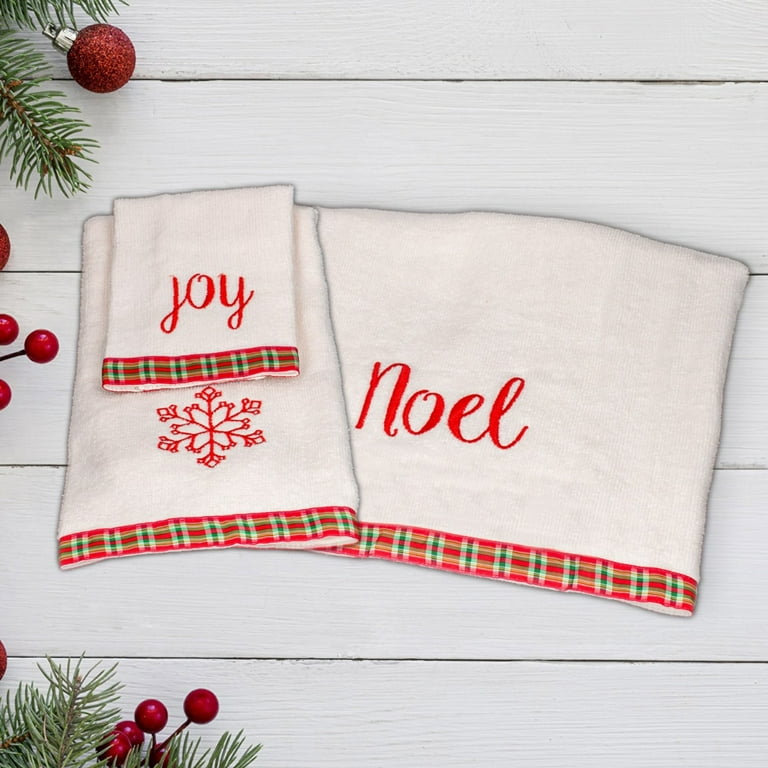 Aubrie Home Accents Season Joy 100 Cotton Embroidered 3 Piece
