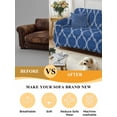 thumbnail image 5 of Dark Blue Morocco Sofa Covers for 2-3 Cushion Couch L-Shaped Sectional, Ethnic Abstract Geometric Quatrefoil Grid Washable Sofa Covers Slipcover for Living Room, Couch Cover Blanket 71"x134", 5 of 9