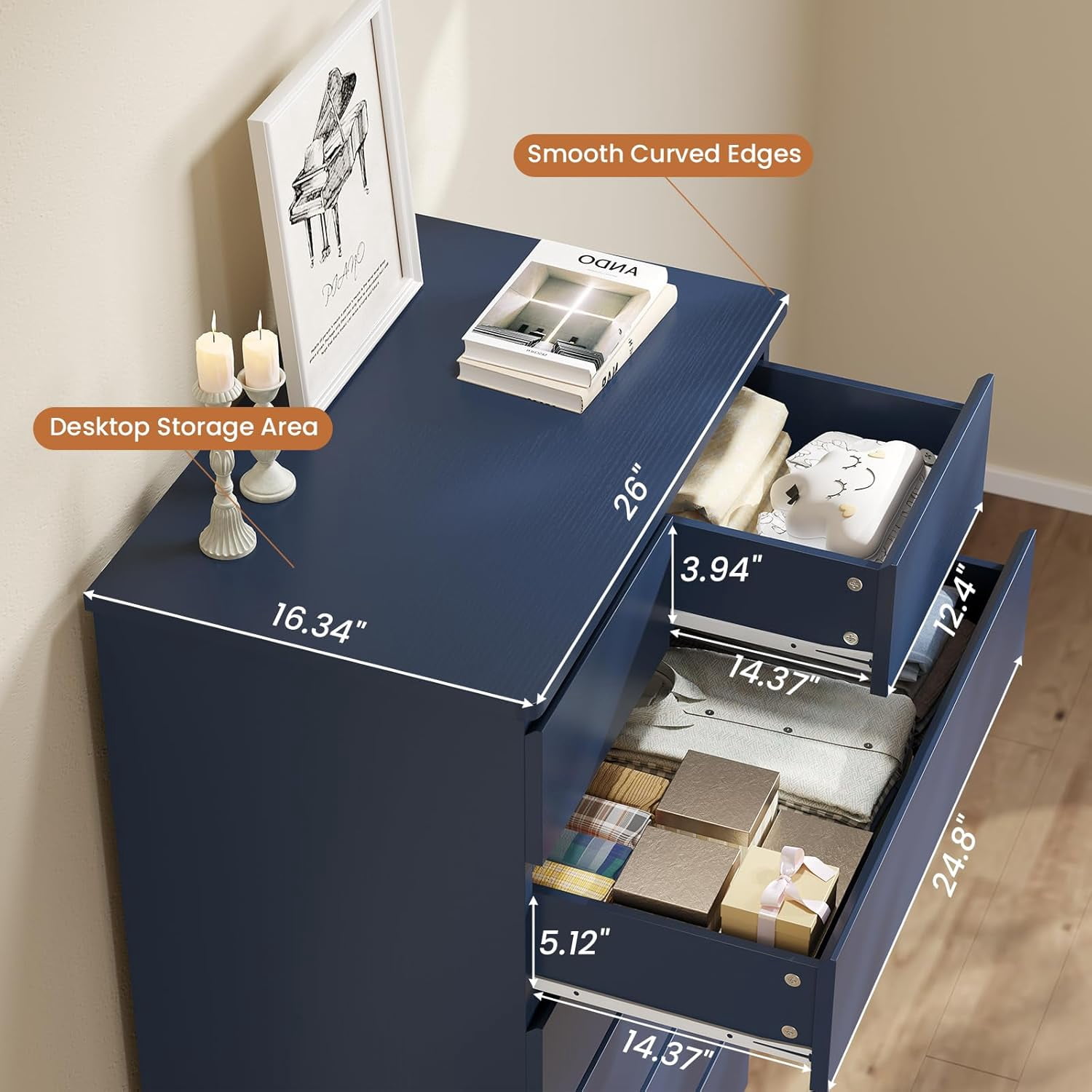 blue dresser walmart May in Color Large 3 Drawer Dresser Set of 2, Fluted Modern Tall Nightstand for Bedroom Living Room Entryway, Blue