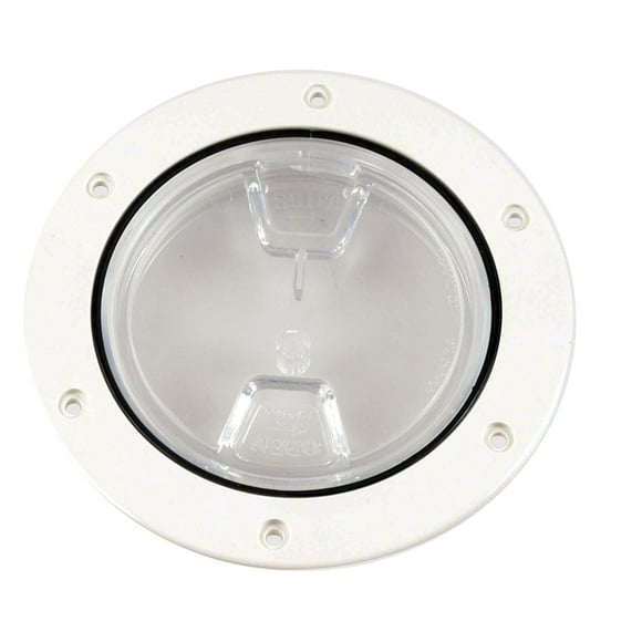 Beckson 4"" Clear Center Screw-Out Deck Plate - White