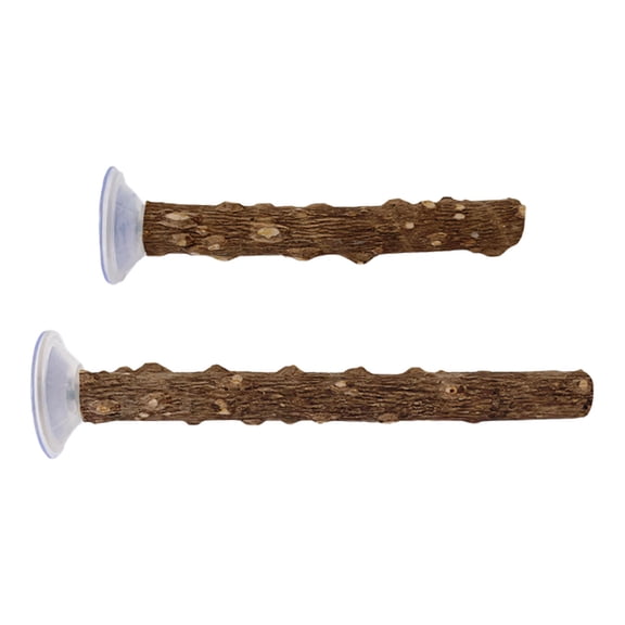 Set of 2 Natural Bird Standing Perch Suction Cup Perches For Healthy Beak Care Climbing and Exercise Engagement Toy