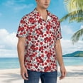 thumbnail image 6 of Uemuo Red Hawthorn Printed Regular Fit Short Sleeve Casual Hawaiian Shirt for Men,Aloha shirt,Tropical shirt,Floral print shirt,Vacation Beach shirt-Medium, 6 of 9