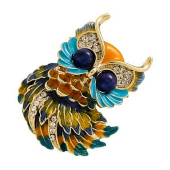 Handpainted Enamel Owl Brooch Sturdy Pin Jewelry For Jackets Bags And Event