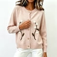 thumbnail image 5 of Sweater for Women Floral Embroidered Cardigan Button Down Crew Neck Long Sleeve Casual Sweater, 5 of 5