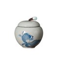 thumbnail image 1 of Hand Painted Sealed Tea Canister Small Portable Ceramic Travel Storage Tea Container, 1 of 7
