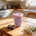 thumbnail image 1 of 2 Pack - Portable Fruit Salad Cup with Fork - Double Layer Draining Design Leak Proof Lid with Handle Reusable Plastic Container, Purple, JKODE, 1 of 9