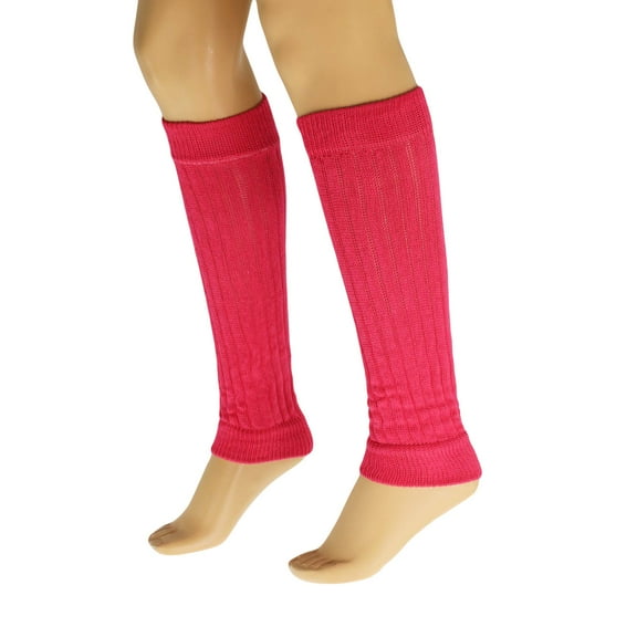 Cotton Leg Warmers for Women Fuschia 1 Pair Knitted Retro