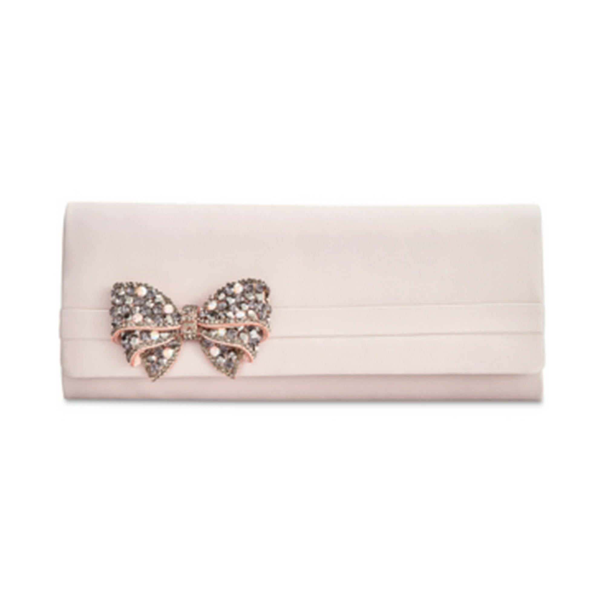 Adrianna Papell Kolbie Clutch Oyster Satin Evening Marquisette Rhinestone Bow Walmart