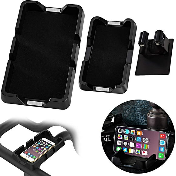 3 Pieces Handlebar Anti-Slippery Phone Mount Stand Mobile Phone Tray Navigation Holder Clip Bracket Holder Compatible with Peloton Bike, Most Phones, Black