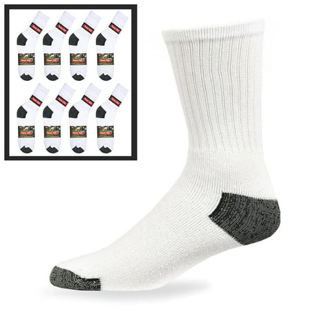 8X Pairs Mens Sports Crew Socks Cotton Calf Cushioned Athletics White Size 10-13
