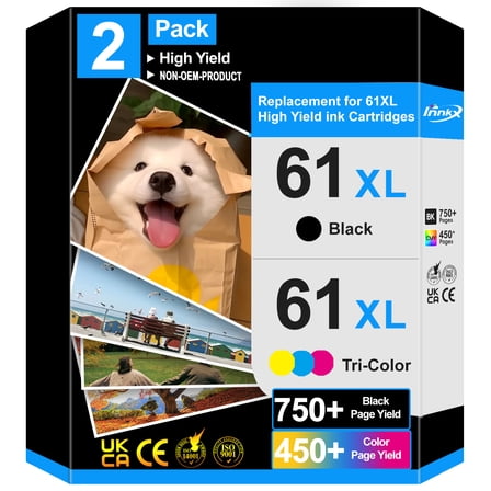 61XL Ink Compatible for HP 61XL 61 Ink Cartridges, for Printer Ink HP 61 Black and Color, 2Pack