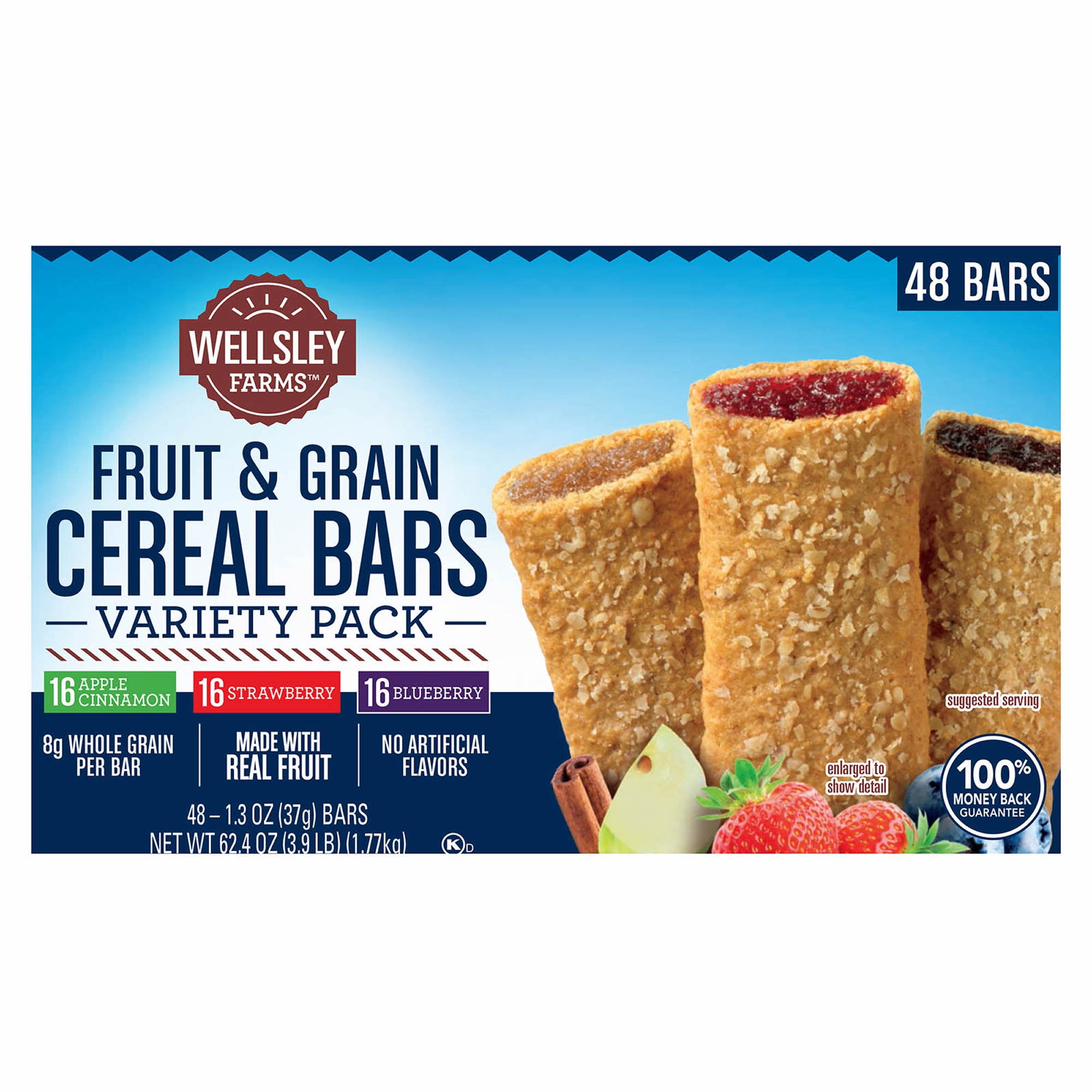 Wellsley Farms Fruit & Grain Cereal Bars Variety Pack, 48 ct.