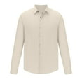 thumbnail image 4 of Yuyuzo Mens Shirts Long Sleeve Button down Open Front Lapel V Neck Blouse Solid Color Business Casual Fall Tops, 4 of 6