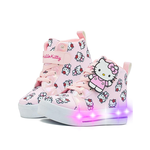 Tenis Bota Para Niña Pequeños Pasos Hello Kitty Con Luces rosa 18