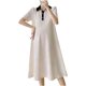 thumbnail image 1 of Mujeres Vestido Pantalones Manga Corta Solapa Suelta Casual Y Cómodo Vestido de Maternidad Casual, 1 of 5