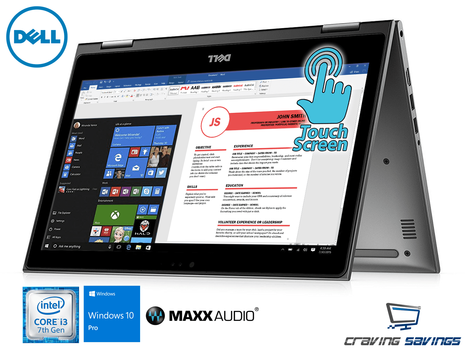 Dell Inspiron 13.3" FHD IPS 2-In-1 Touchscreen Notebook, Intel Core i3 ...